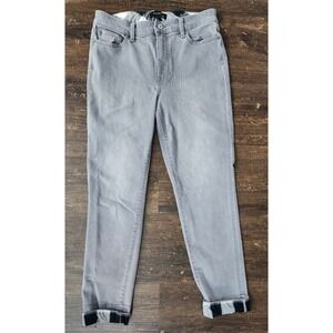 TALBOTS Slim Ankle Flawless five-Pocket Denim Gray Jeans Size-8 Plaid cuff‎